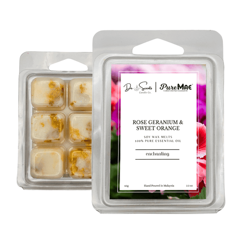 Rose Geranium & Sweet Orange Soy Wax Melts with 100% Pure Essential Oil